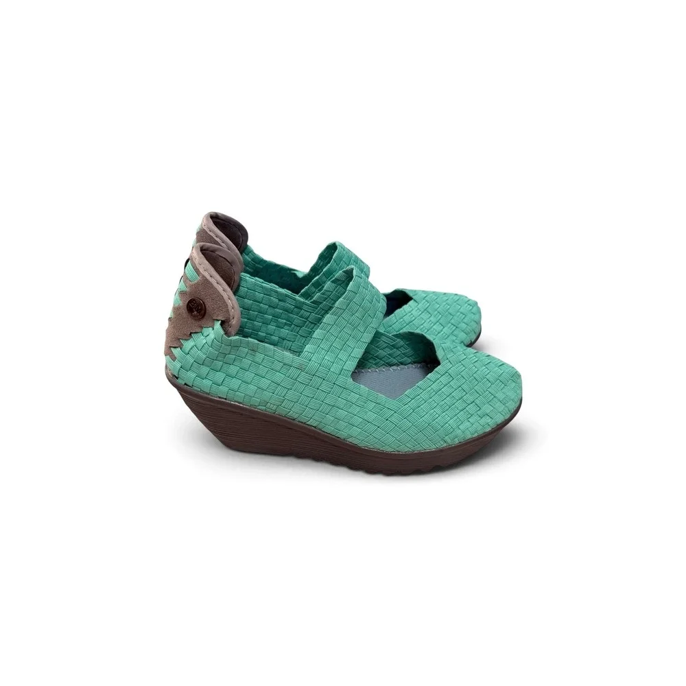 Bernie Mev Woven Wedge Sandals Mint Green Platform NWOT EU 37
